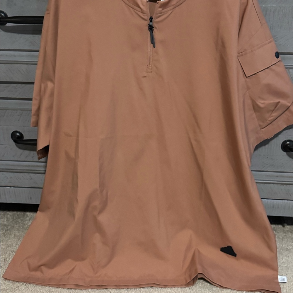 adidas Men's Tan Half-Zip Casual Shirt